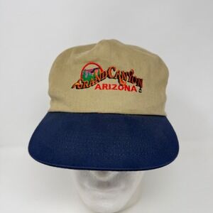Vintage Grand Canyon Arizona Hat Cameo Tan Navy Blue Snapback Souvenir Cap OSFA